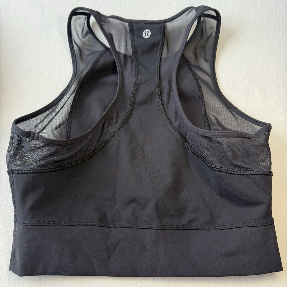 Lululemon Laser Speed Train Tank Top Cropped Black Sleeveless Mesh Size 4 - Picture 5 of 6